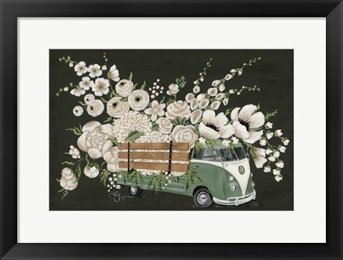 Framed VW Bus Black Print