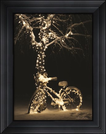 Framed Snowy Bicycle Print