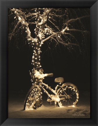 Framed Snowy Bicycle Print