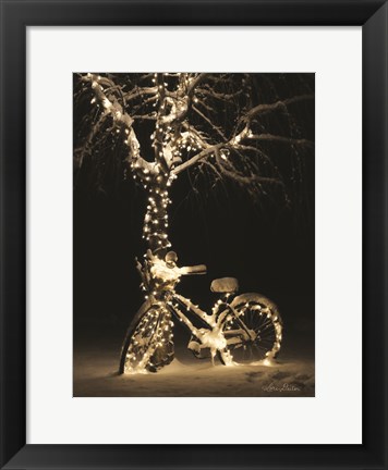 Framed Snowy Bicycle Print