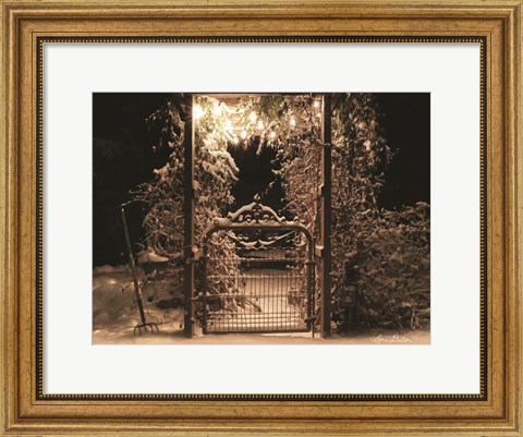 Framed Snowy Garden Gate Print