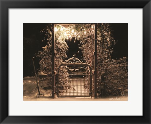 Framed Snowy Garden Gate Print