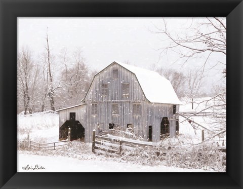 Framed Blue Tinted Barn Print