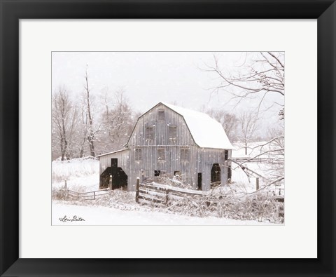 Framed Blue Tinted Barn Print