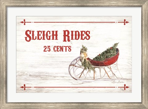 Framed Sleigh Rides 25 Cents Print