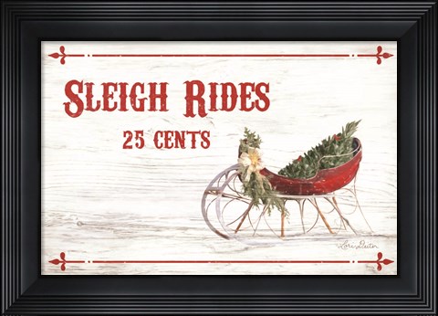 Framed Sleigh Rides 25 Cents Print