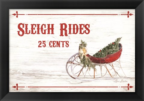 Framed Sleigh Rides 25 Cents Print