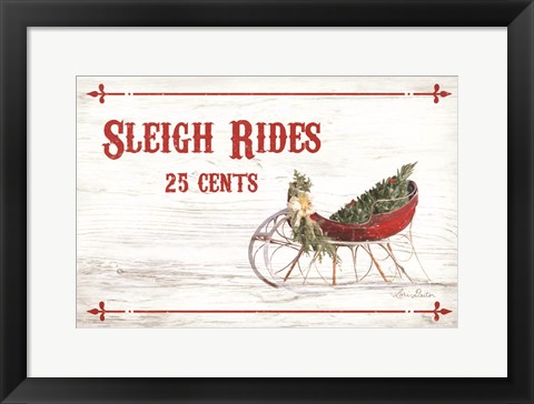 Framed Sleigh Rides 25 Cents Print