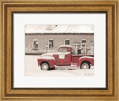 Framed Old Sled Works Red Truck Print