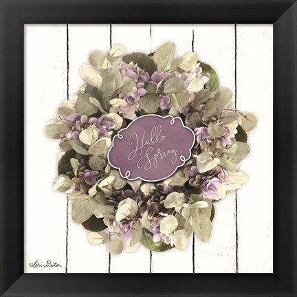 Framed Hello Spring Wreath Print