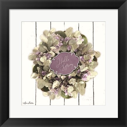 Framed Hello Spring Wreath Print