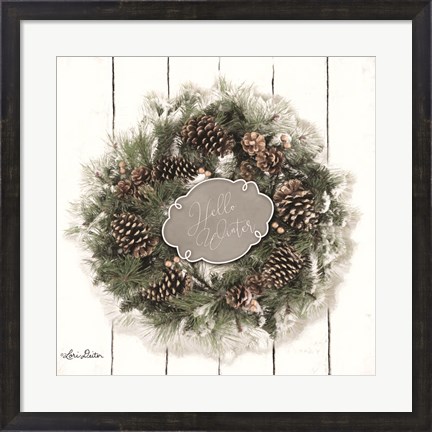 Framed Hello Winter Wreath Print
