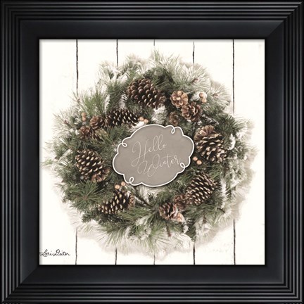 Framed Hello Winter Wreath Print