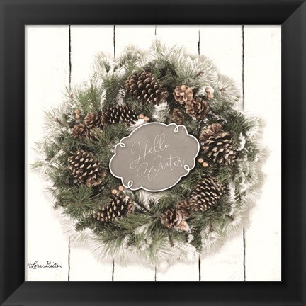 Framed Hello Winter Wreath Print