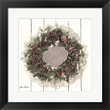 Framed Hello Winter Wreath Print