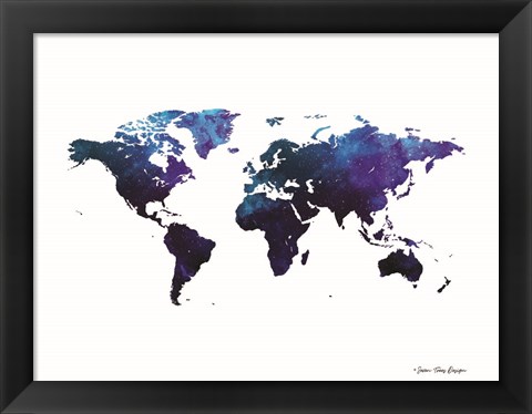 Framed Space Watercolor World Print