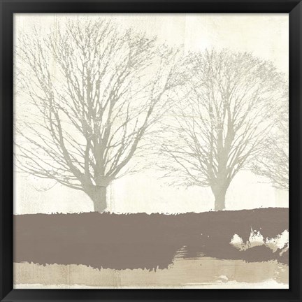 Framed Tree Lines Neutral Print