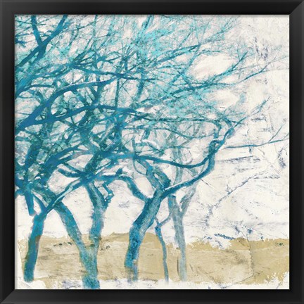 Framed Turquoise Trees I Print