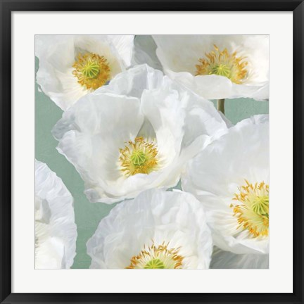 Framed Poppies on Mint II Print