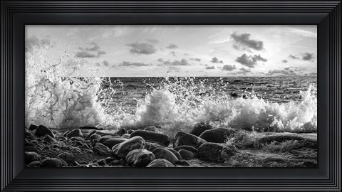 Framed Waves Crashing, Point Reyes, California (detail, BW) Print