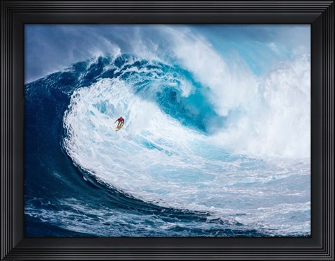 Framed Surfing the Big Wave, Tasmania Print
