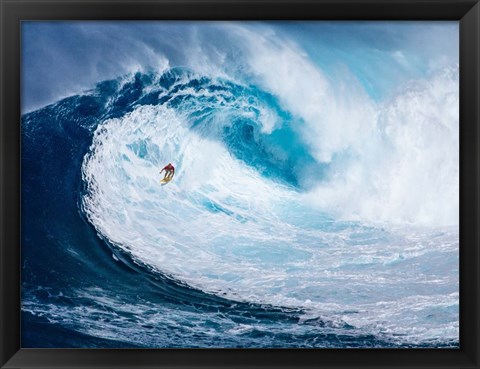 Framed Surfing the Big Wave, Tasmania Print