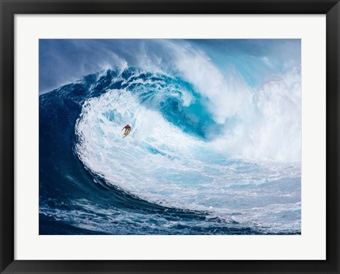 Framed Surfing the Big Wave, Tasmania Print