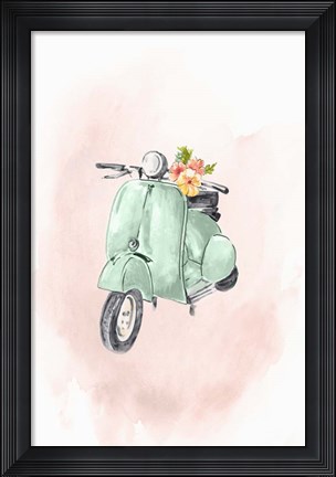 Framed Green Bike Print