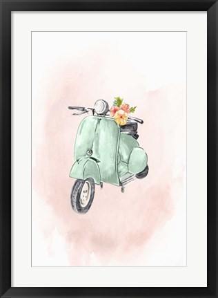 Framed Green Bike Print