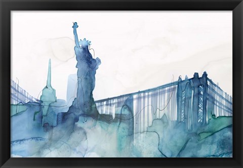 Framed Ocean Blue New York Print