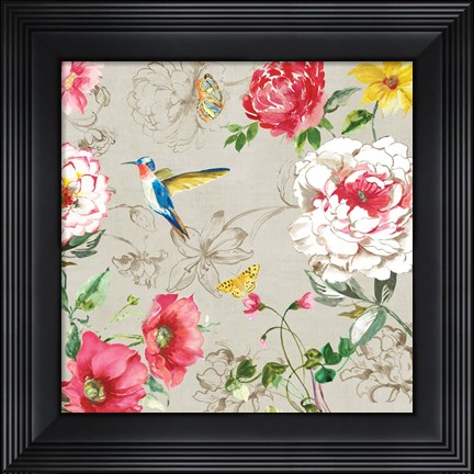 Framed Hummingbird Botanical II Print