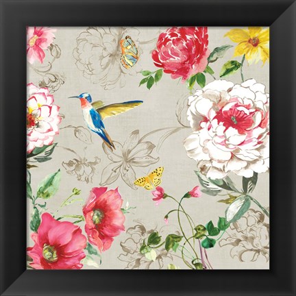 Framed Hummingbird Botanical II Print