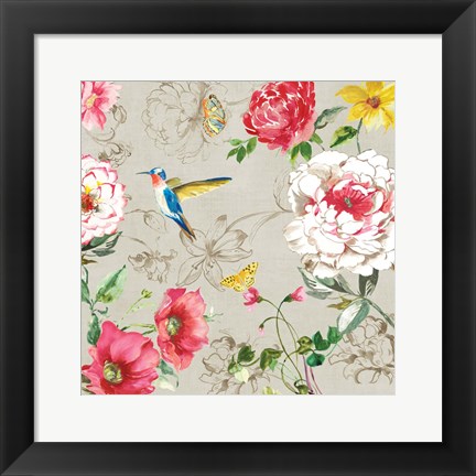 Framed Hummingbird Botanical II Print