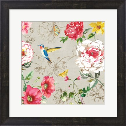 Framed Hummingbird Botanical II Print