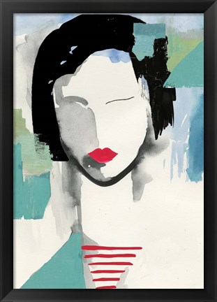 Framed Girl with Red Stripes I Print