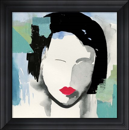 Framed Girl with Red Stripes II Print