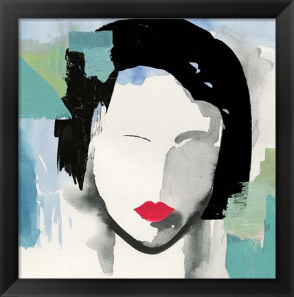 Framed Girl with Red Stripes II Print