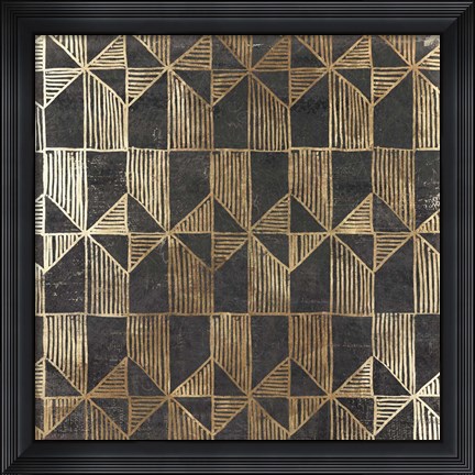 Framed Golden Art Deco I Print