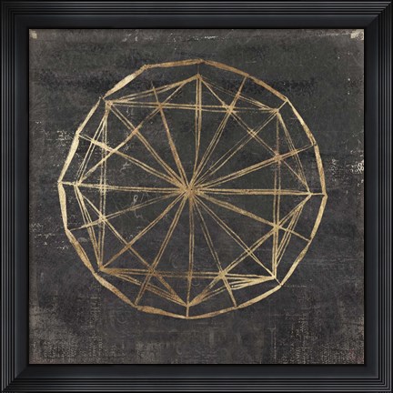 Framed Golden Wheel I Print
