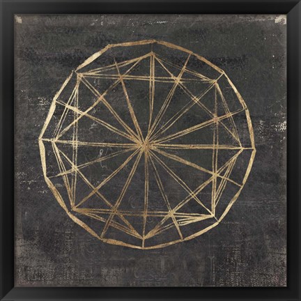 Framed Golden Wheel I Print