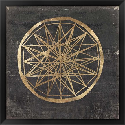 Framed Golden Wheel III Print