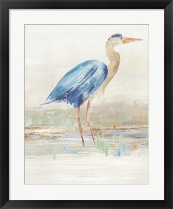 Framed Heron in Lake Print