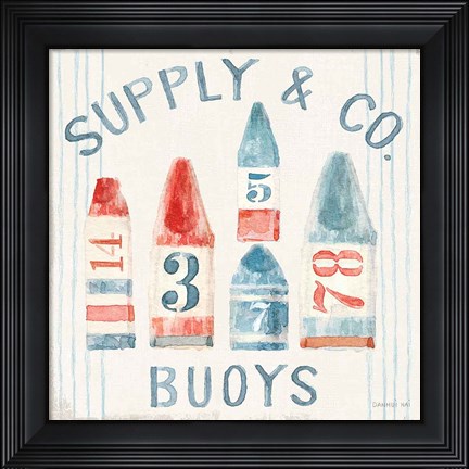 Framed Floursack Nautical XV Print