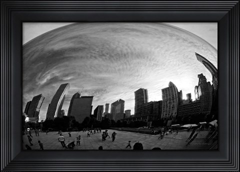 Framed Bean Chicago BW Print