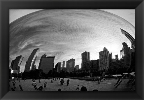 Framed Bean Chicago BW Print