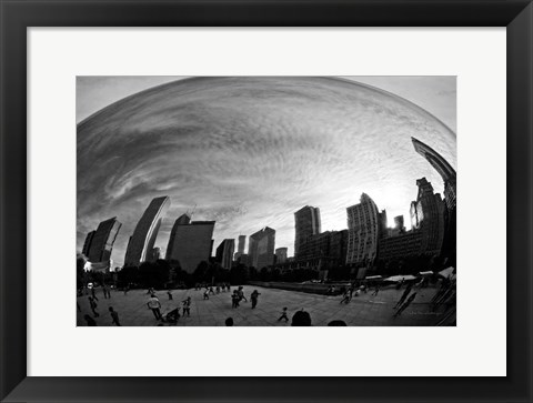 Framed Bean Chicago BW Print