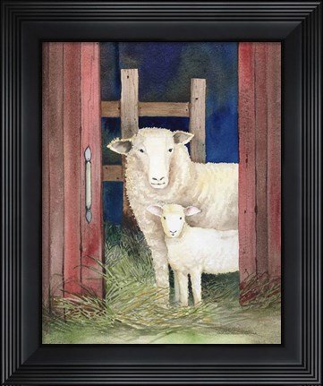 Framed Farm Family Sheep Print