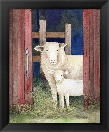 Framed Farm Family Sheep Print