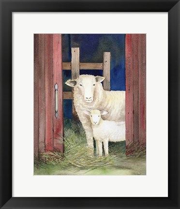 Framed Farm Family Sheep Print