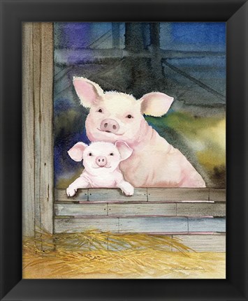 Framed Farm Family Pigs Print